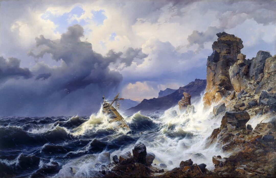 Stormy sea at the norwegian coast, Andreas Achenbach